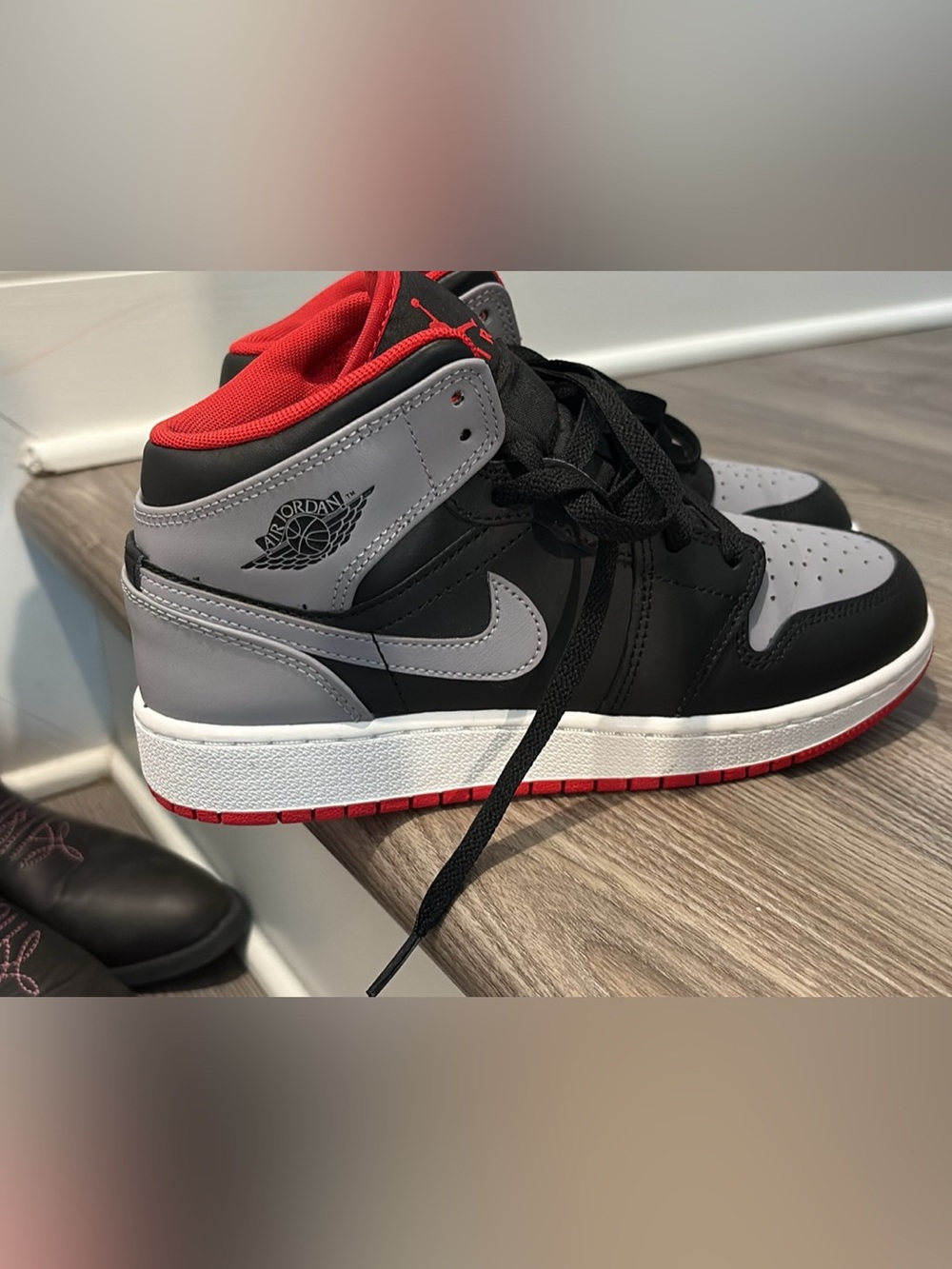 Jordan Men’s High-Top Sneaker — Black / Gray / Red
